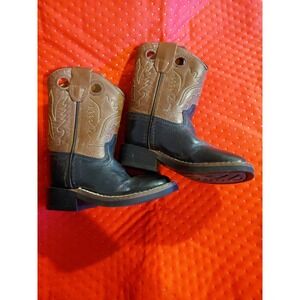 Old West BSI1810 Boys Western Cowboy Boots Brown Black Leather Size 6 D
